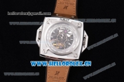 Hublot Masterpiece MP 08 Antikythera Sunmoon Asia 2813 Automatic Steel Case Skeleton Dial Brown Leather Strap and Stick Markers