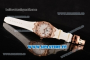 Audemars Piguet Royal Oak Lady Swiss Quartz Rose Gold/Diamonds Case with White Rubber Strap and White MOP Dial (EF)