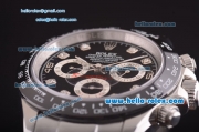 Rolex Daytona Automatic 7750 Coating Steel Case and Strap with Black Dial - Diamond Hour Markers