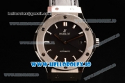 Hublot Classic Fusion Japanese Miyota 9015 Automatic Movement Steel Black Dial and Stick Markers Leather Strap (JF)