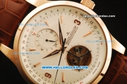 Jaeger Lecoultre Master Tourbillon Automatic Movement Rose Gold Case with White Dial and Rose Gold Arrow Markers