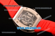 Richard Mille RM 038 Asia Automatic Steel Case with Skeleton Dial and Red Rubber Strap