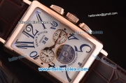 Franck Muller Long Island Tourbillon Automatic Movement Rose Gold Case with White Dial and Black Numeral Markers