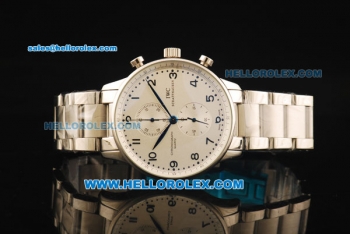 IWC Portuguese Chronograph Quartz Movement Full Steel with White Dial and Arabic Numerals