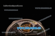 IWC Portuguese Tourbillon Mystere Swiss Tourbillon Automatic Steel Case with Black Dial Silver Arabic Numeral Markers and Black Leather Strap (FT)