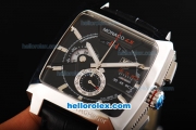 Tag Heuer Monaco Calibre 12 Chronograph Miyota Quartz Movement Swiss Coating Case with Black Dial and Silver Stick Markers