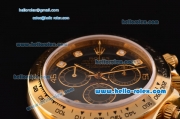 Rolex Daytona Swiss Valjoux 7750-DD Automatic Gold Case with Black Dial and Diamond Markers