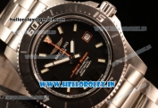 Breitling SuperOcean 44mm 2824 Auto Steel Case with Black Dial and Steel Bracelet Orange Hands - 1:1 Origianl (GF)