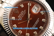 Rolex Datejust II Oyster Perpetual Automatic Movement Full Steel with Brown Dial and Diamond Markers