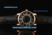 Cartier Rotonde de Cartier Automatic Movement Rose Gold Case with Black Dial and Black Leather Strap