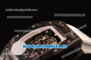 Richard Mille RM 055 Miyota 9015 Automatic Carbon Fiber Case with Skeleton Dial and White Rubber Strap