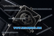 Bell & Ross BR 01 Burning Skull Asia Automatic Steel Case with Skull Dial and Black Leather Strap - 1:1 Original(AAAF)