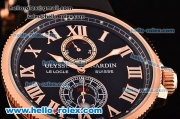 Ulysse Nardin Maxi Marine Power Reserve Asia ST25 Automatic Rose Gold Case with Black Rubber Strap Black Dial Roman Markers