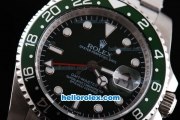 Rolex GMT Master II Oyster Perpetual Date Automatic with Black Dial and Green Bezel --Round Bearl Marking-small Calendar