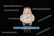 Patek Philippe Nautilus Miyota 9015 Automatic Rose Gold Case White Dial With Stick Markers Rose Gold Bracelet