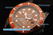 Rolex Submariner Automatic Movement PVD Case with Brown Dial Orange Bezel and Black Nylon Strap