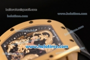 Richard Mille Tourbillon RM 057 Dragon Swiss ETA 2824 Automatic Yellow Gold Case with Black Rubber Strap and Gold Dragon Dial - 1:1 Original