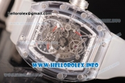 Richard Mille RM 56-01 Tourbillon Miyota 6T51 Manual Winding Sapphire Crystal Case with Skeleton Dial and Aerospace Nano Translucent Strap - White Inner Bezel