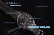 IWC Portuguese Chrono Japanese Miyota OS10 Quartz PVD Case Roman Markers with Black Rubber Strap and Black Dial