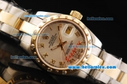 Rolex Datejust Oyster Perpetual Automatic Movement Steel Case with Diamond Gold Bezel and Two Tone Strap-Lady Model