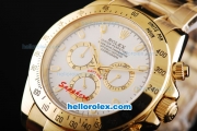 Rolex Daytona II Automatic Movement Full Gold with Stick Markers and White Dial