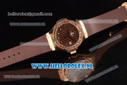 Hublot Big Bang Tutti Japanese Miyota Quartz Rose Gold Case with Brown Dial Stick Markers and Brown Rubber Strap