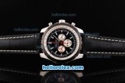 Breitling Chrono-Matic Chronograph Quartz Movement PVD Bezel with Black Dial and Silver Subdials-Black Leather Strap Breitling Chrono-Matic Chronograph Quartz Movement PVD Bezel with Black Dial and Silver Subdials-Black Leather Strap