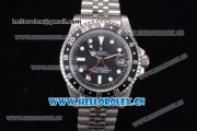 Rolex GMT-Master Vintage Asia 2813 Automatic Stainless Steel Case/Bracelet with Black Dial Black Bezel and White Dot Markers