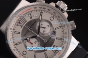 Ulysse Nardin Maxi Marine Chronograph Miyota Quartz Movement Steel Case with White/Silver Dial and Black Rubber Strap