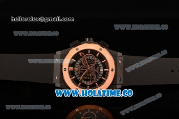 Hublot Classic Fusion Skeleton Chrono Miyota Quartz PVD Case with Skeleton Dial Rose Gold Bezel and Stick Markers