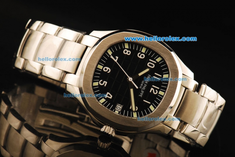 Patek Philippe Aquanaut Swiss ETA 2824 Automatic Movement Full Steel with Black Dial and White Luminous Numeral Markers - Click Image to Close