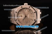 Audemars Piguet Royal Oak 41MM Clone AP Calibre 3120 Automatic Steel Case with Grey Dial Black Leather Strap - Stick Markers (EF)