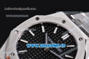 Audemars Piguet Royal Oak Swiss Quartz Steel Case/Bracelet with Black Dial and White Stick Markers