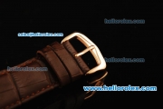 Cartier Tank Skeleton Manual Winding Movement Rose Gold Case with Brown Leather Strap