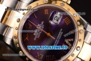 Rolex Datejust Asia 2813 Automatic Yellow Gold/Steel Case with Purple Dial Diamonds Bezel and Roman Numeral Markers (BP)