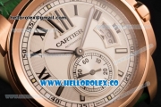 Cartier Calibre De Cartier Miyota 9015 Automatic Rose Gold Case with White Dial and Green Leather Strap