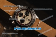 Rolex Daytona Vintage Edition Chrono Miyota OS20 Quartz Steel Case with White Dial and Brown Leather Strap