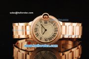 Cartier ballon bleu de Cartier Swiss Quartz Movement Rose Gold Case and Strap with Diamond Bezel and Black Roman Numerals