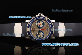 Ulysse Nardin Marine Swiss Valjoux 7750 Automatic Movement Blue Bezel-Silver Dial and Black Rubber Strap