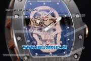 Richard Mille RM052 Miyota 9015 Automatic PVD/Rose Gold Case with Black Rubber Strap and Skull Dial PVD Bezel