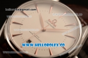 Omega De Ville Tresor Master Co-Axial Clone 8800 Automatic Steel Case with White Dial and Brown Leather Strap - (YF)