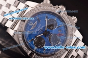 Breitling Chronomat B01 GMT Swiss Valjoux 7750 Automatic Steel Case/Strap with Diamond Bezel and Blue Dial