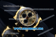 Rolex Daytona Chrono Clone Rolex 4130 Automatic Yellow Gold Case with Yellow Dial Ceramic Bezel and Black Rubber Strap - 1:1 Original (EF)