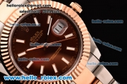 Rolex Datejust II Asia 2813 Automatic Two Tone Case with Brown Dial and White Stick Markers - ETA Coating Super LumiNova