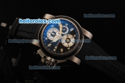 Graham Airwing Oversize Swiss Valjoux 7750 Automatic Movement Titanium Case with Blue Dial and Black Rubber Strap