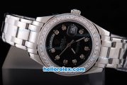 Rolex Day-Date Automatic With Diamond Marking and Diamond Bezel-Black Dial