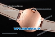 Cartier Ballon Bleu Medium Asia Automatic Rose Gold Case with Silver Dial Roman Numeral Markers and Brown Leather Strap (YF)