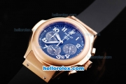 Hublot MDM Chronograph Miyota Quartz Movement Rose Gold Case with Black Dial and White Numeral Markers-Lady Size