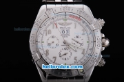 Breitling BlackBird Working Chronograph 7750 Automatic Movement Silver Case with White Dial and SS Strap