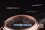 BlancPain Moonphase ST25 Automatic Rose Gold Case with Black Dial and Black Leather Strap-Rose Gold Markers